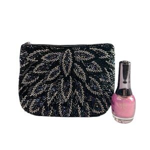 Vintage Iridescent Beaded Velvet Zipper Bag